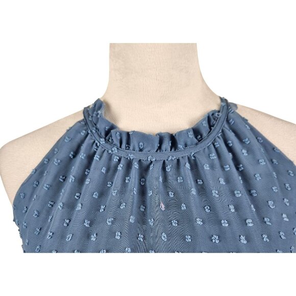 Grace Karin Girls Sleeveless Blue A-Line Flowy Swiss Dot Lined Halter Dress 12Y - Picture 8 of 11